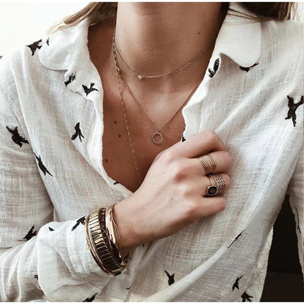 White Ruffle Bird Print Long Sleeve Shirt - Picture 4 of 10